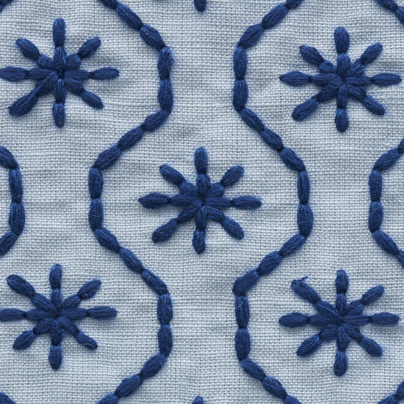 Tissu de broderie Gigi, Bleu