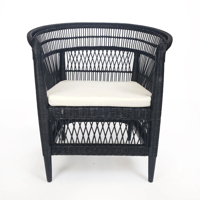 Chaise avec accoudoirs tissée Ndayisenga, Noir
