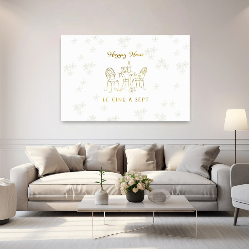 Happy Hour à Paris, art contemporain élégant, H 40 po x l 60 po