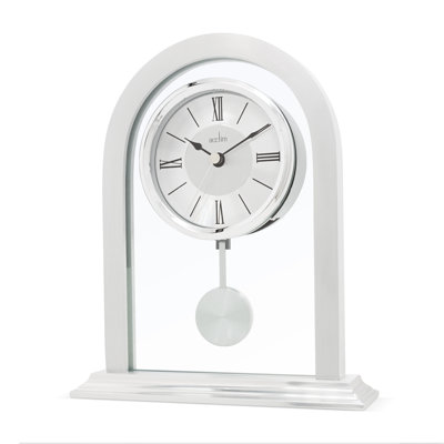 Acctim Colney Pendulum Mantel Clock Quartz Brushed Metal & Glass Energy Efficient Movement Silver
