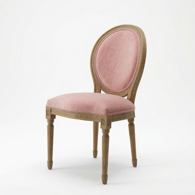 Amélie Oak Wood Velvet Oval-Back Dining Chair