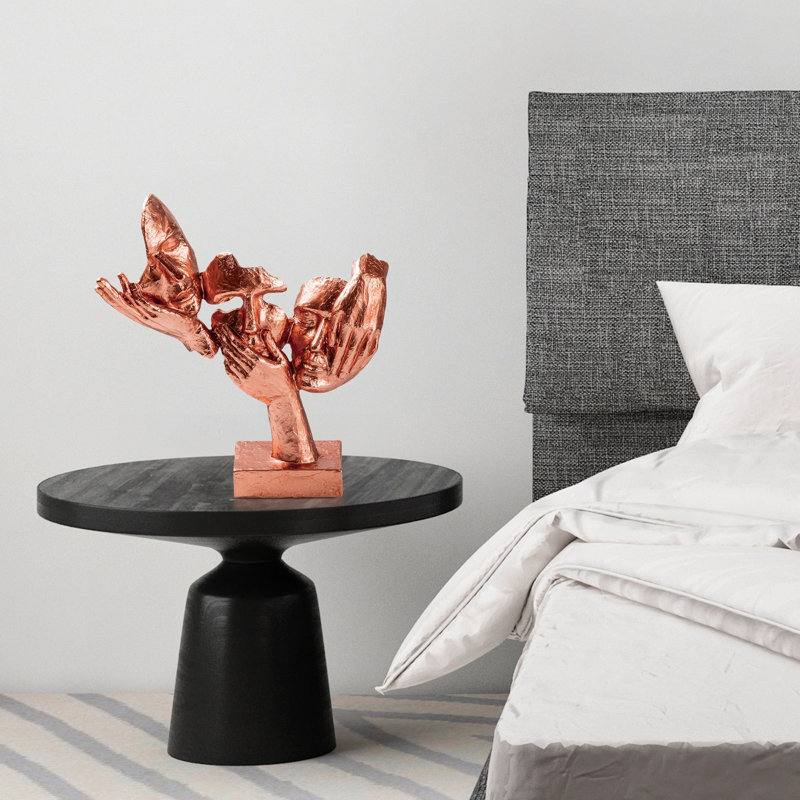 Hand-Painted Decorative Object, Copper Color, 11.8 x 12.6 x 3.5 Inches | 100% Polyester, Unique Art Piece | Ideal for Home Decor, Living Room Accent, and Gift Giving, Adds Elegance to Any Space