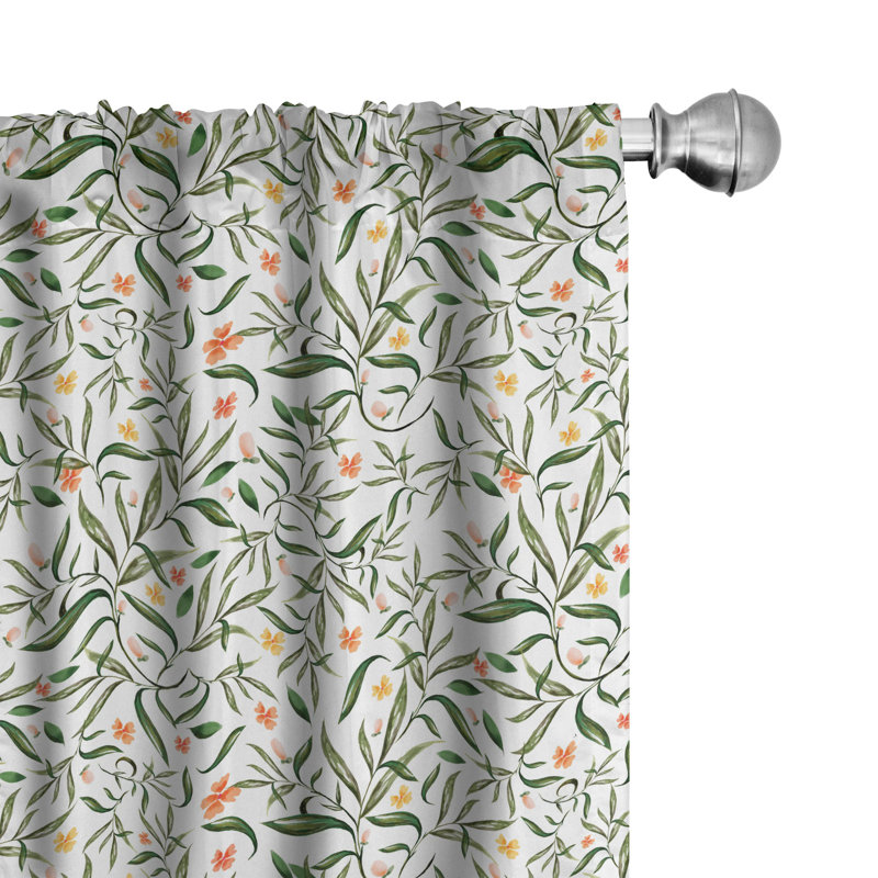 Floral Semi-Sheer Rod Pocket Curtain Panels, 28" x 84"