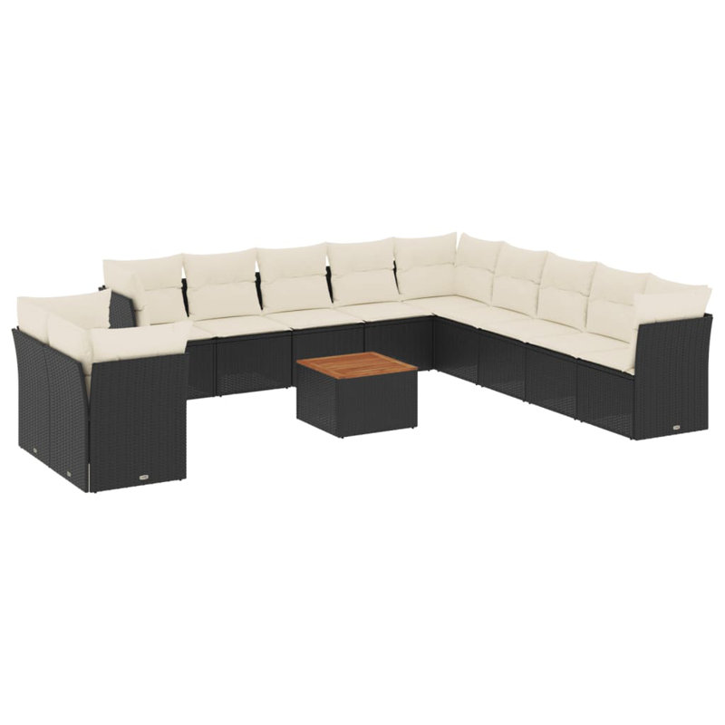 Ensemble de canapé de jardin Vidaxl - noir, blanc crème, brun