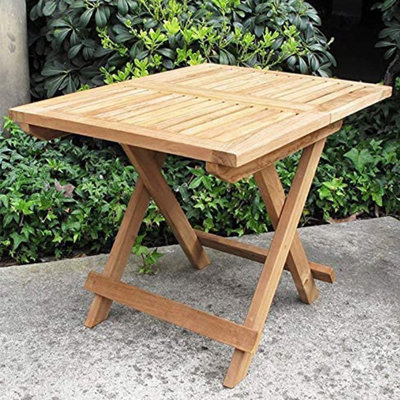 Teak Outdoor Folding Side Table - 20" Square
