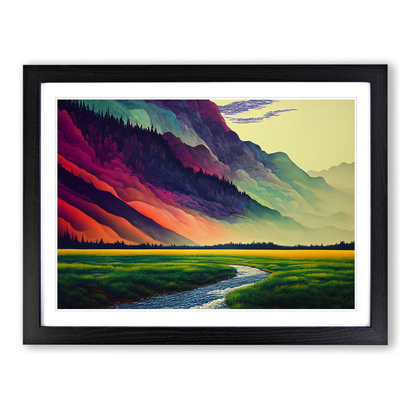 Mountain River - Framed Print, 46cm H x 64cm W x 2cm D, Black Framed