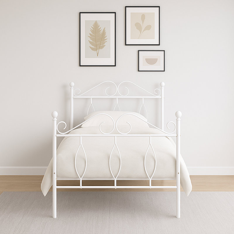 Dandy Metal Single Bed Frame, White