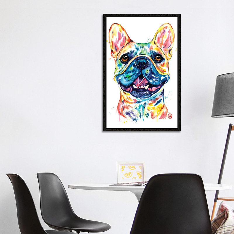 Fawn French Bulldog - Frenchie 1 Piece Wall Art on Canvas, 101.6 cm H x 66.04 cm W, Black Framed Canvas