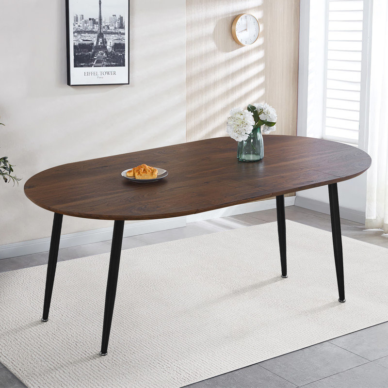 Table de salle à manger extensible, Marron foncé, Noir, noir, noir, noir
