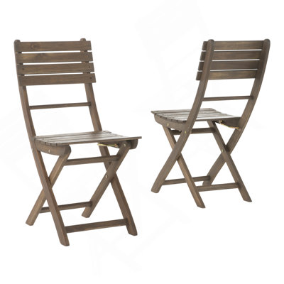 Outdoor Acacia Wood Folding Dining Chair (Set Of 2),Grey
