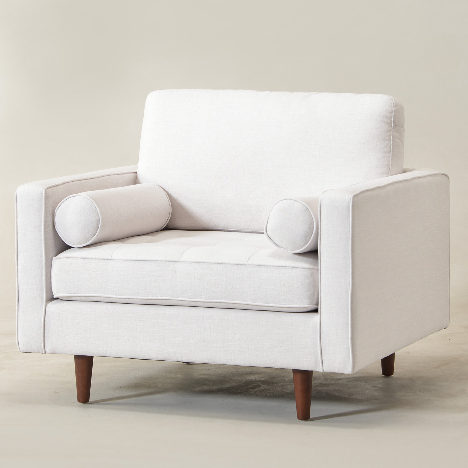  Geo 42" Upholstered Armchair, Ivory Linen