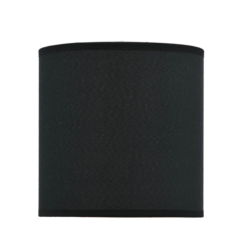 Black Tetoron Rayon Fabric Drum Lamp Shade, 8-inch