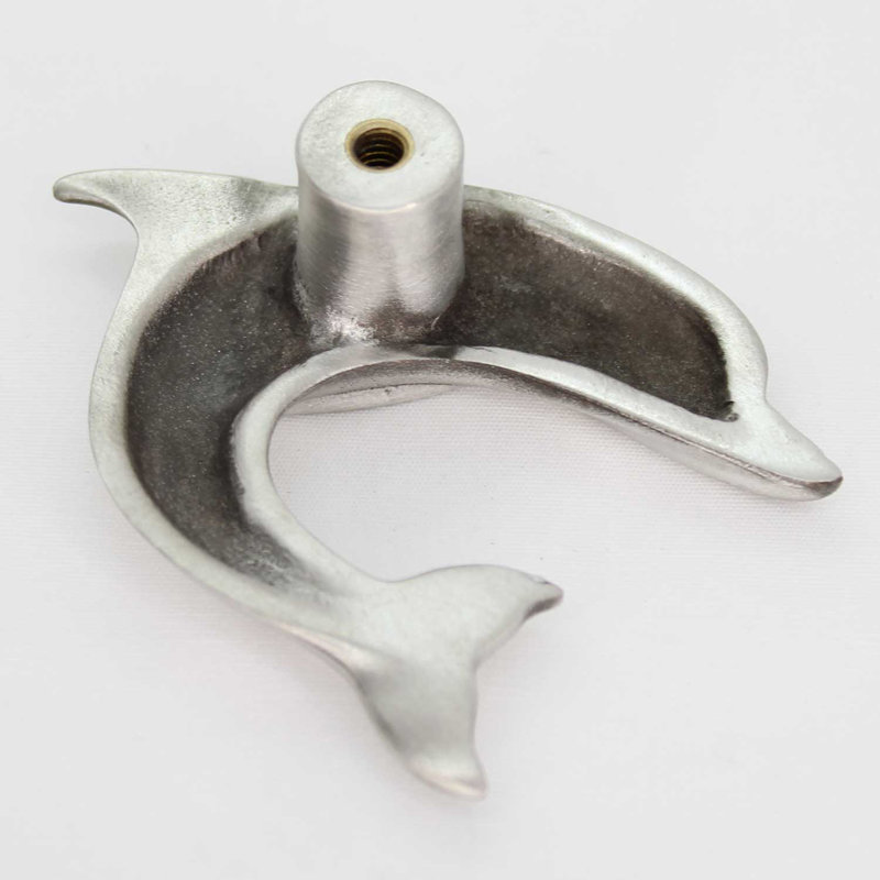 1.9" Dolphin Left Facing Small Knob, Brushed Nickel, 1.9" L x 1.7" W, 2