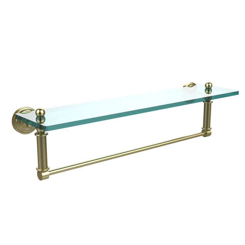 Beresford Bracket Shelf with Towel Bar, 22" W x 5" H, Satin Brass