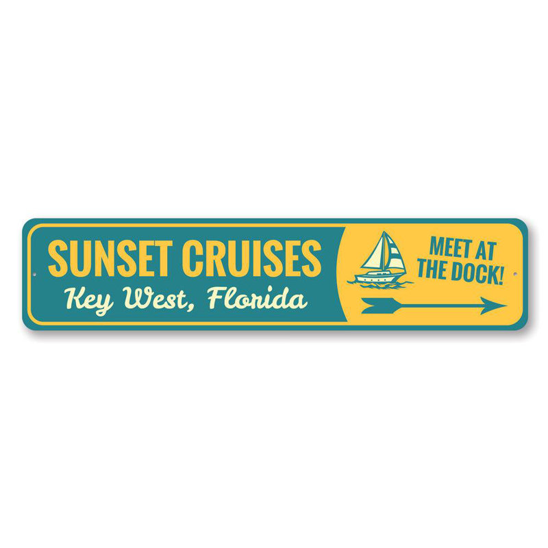 Enseigne en aluminium Sunset West, H 4 po x l 18 po x P 0,04 po