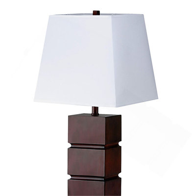 27.5" Tall Polyresin Table Lamp With Dark Cherry Finish, White Fabric Shade