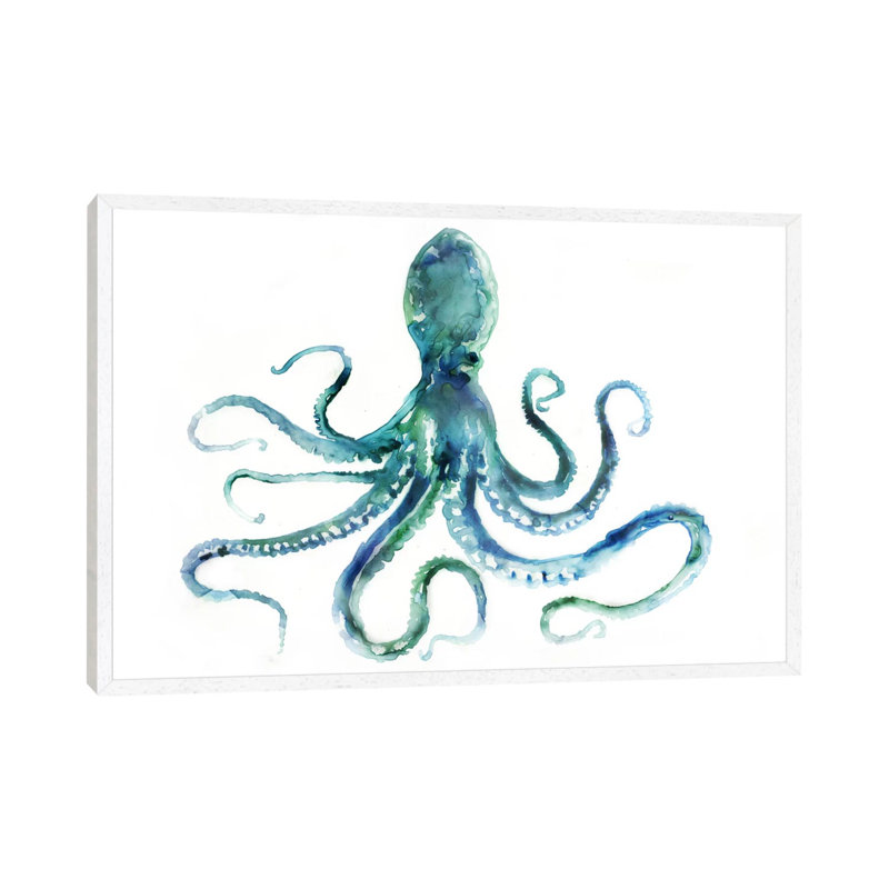 Octopus by Edward Selkirk - Print on Canvas, 66.04 cm H x 45.72 cm W, White Framed