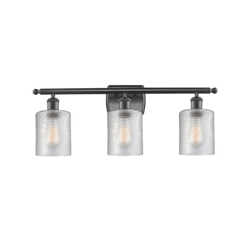 Éclairage de salle de bain à intensité variable à 3 lumières Leilani, Noir mat, Transparent, Ampoule DEL 6 watts Vinage