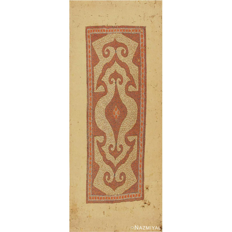 One-of-a-Kind 4'6" X 11'3" 1900s Runner Area Rug in Beige/Orange/Red