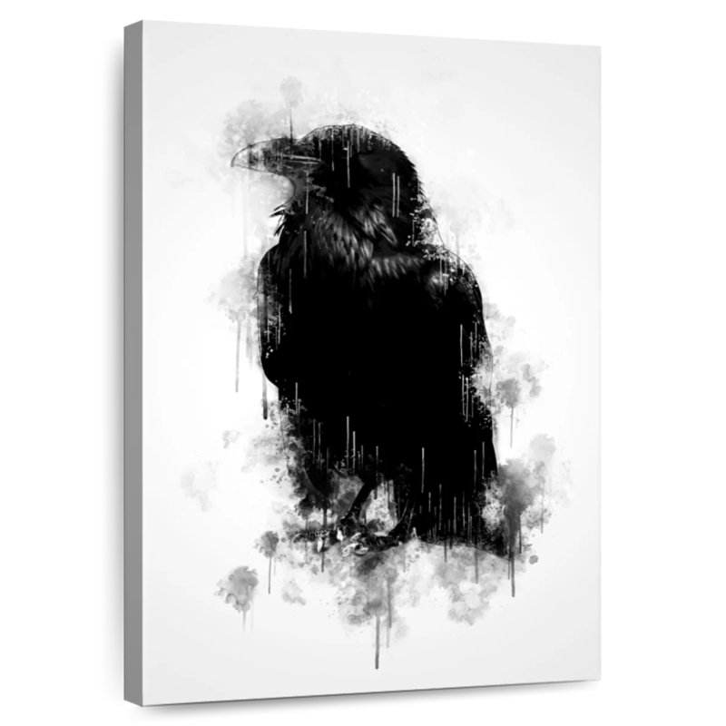 Brampt Crow Raven Black And White, 39" H x 26" W