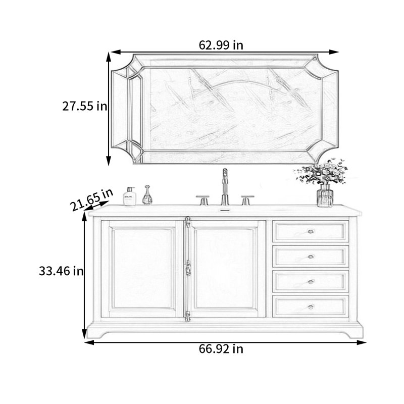 American modern style bathroom cabinet, 67""