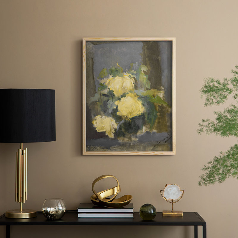 Impression florale vintage avec encadrement CCXLV - bois massif, Naturel, H 21 po x l 17 po