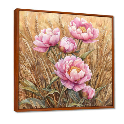 Pivoines dans le champ de blé IV - pivoines, art mural
