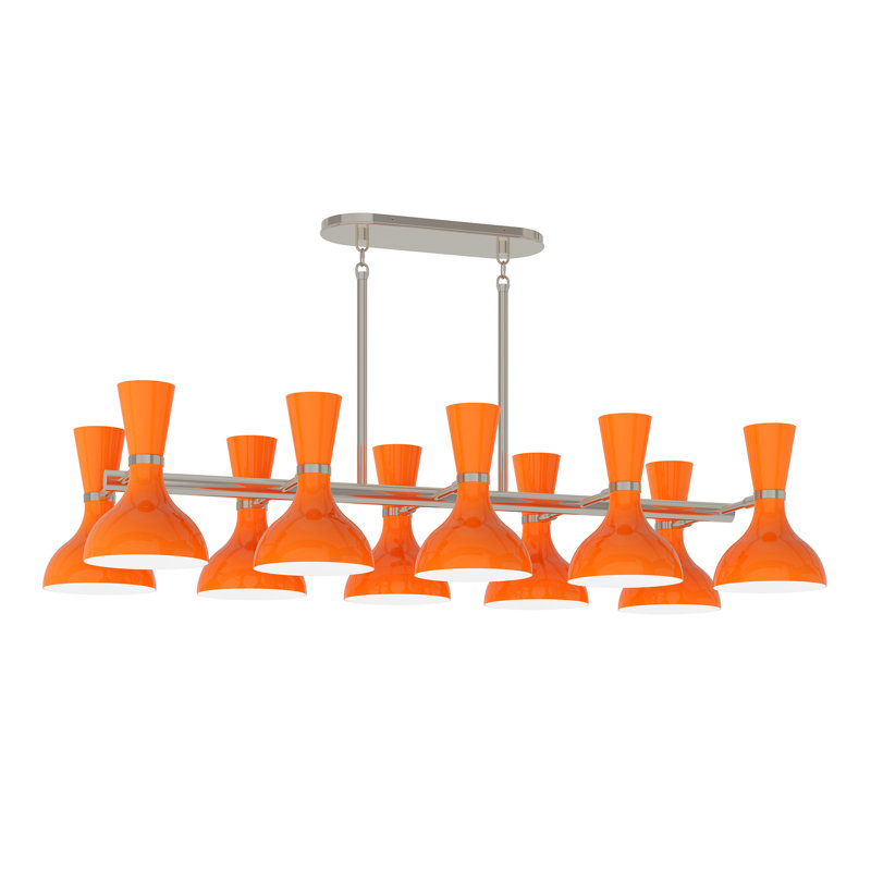 Clare 10 - Light Chandelier, Pumpkin, Polished Nickel