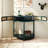 Unique Half Moon Design End Table With Sliding Rattan Door,Elegant Semicircle Entryway Console Table With 2 Rattan Storage Cabinet And Bottom Shelf For Living Room, Bedroom, Study, Hallway(Green)-1617027484