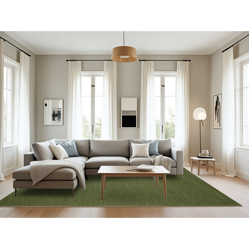 Machine Washable Solid Brown Area Rug, Rectangulaire 8 pi x 10 pi