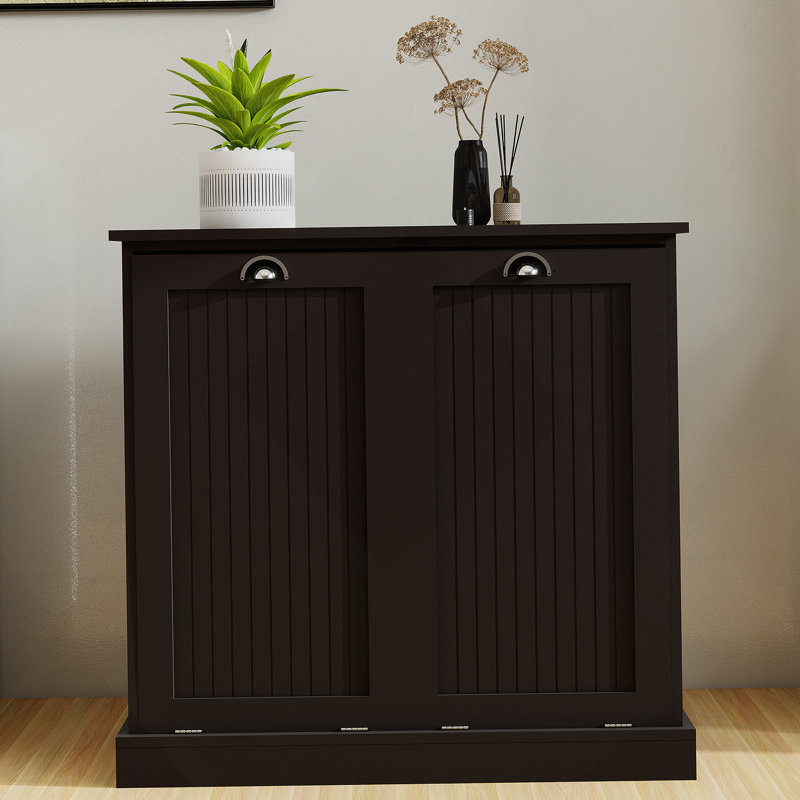 Armoire de trieur de linge à deux compartiments inclinable - noir