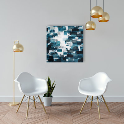 Toile turquoise et formes grises | Art contemporain pour chambre à coucher