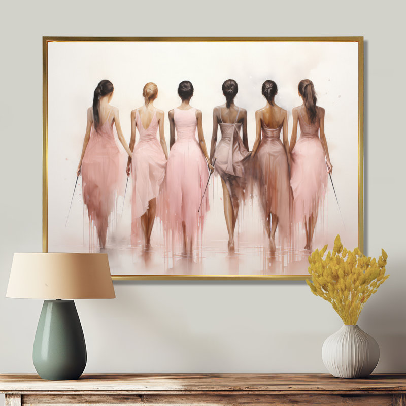 Pink Dance Quiet Ensemble - Danse encadrée, Cadre flottant doré, H 34 po x l 44 po x P 1,5 po