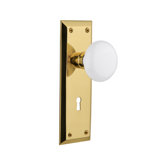 New York Plate with Decorative Keyhole and White Porcelain Door Knob