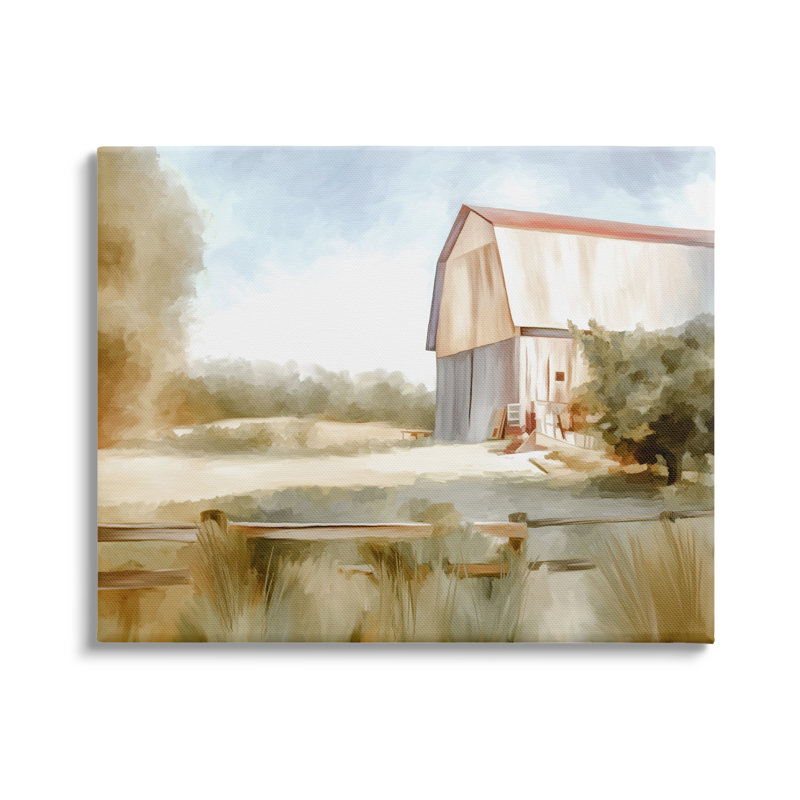 Gray Framed Barn in Rural Farmland Canvas Print, 20" x 16"