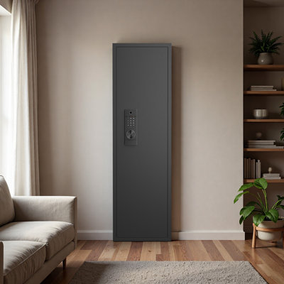 53" Fingerprint Touch Panel In-Wall Safe,Hidden Wall Gun Safe For Rifles With Adjustable Shelves,Assembled Storage Multifunctional Wall Safe For Firearm And Valuables