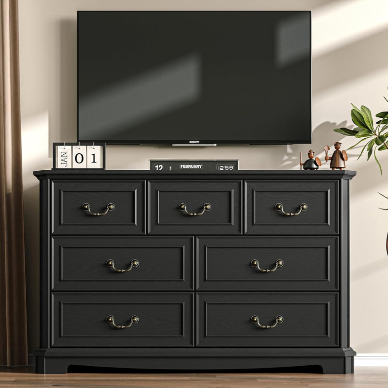 Commode 7 tiroirs Vintage, Noir