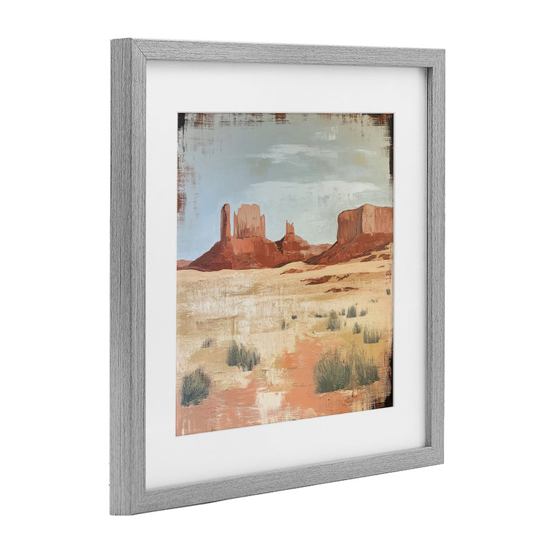 «Desert Post card Mesa», reproduction sous verre encadrée, design par Petal Prints Design, H 13 po x l 13 po