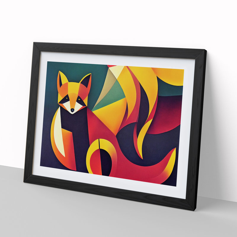 Fox Deco - Single Picture Frame Print, Black, 46cm H x 64cm W x 2cm D