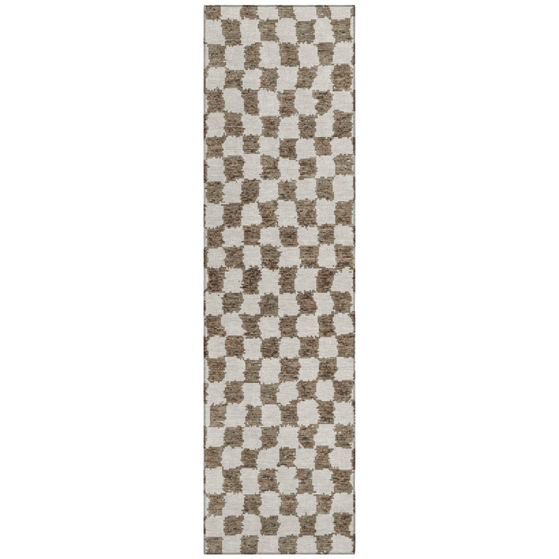Machine Washable Indoor/Outdoor Xhevrie Brown Rug, Runner 2'3" x 7'6"