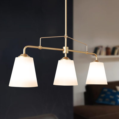 Lidia 3 - Light Shaded Linear Kitchen Island Chandelier
