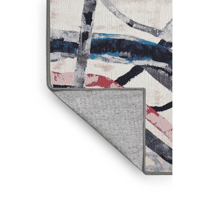 Machine Washable Gray Area Rug, Rectangle 5' x 8'