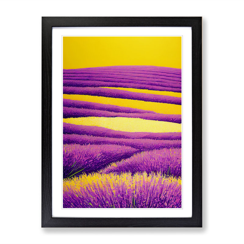Dopart Lavender Field Painting Vol.3 - Single Picture Frame Print, 46cm H x 34cm W x 2cm D, Walnut