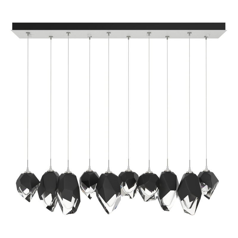 Chrysalis 10 - Light Kitchen Island Geometric Pendant, White, Black, 15" - 130"