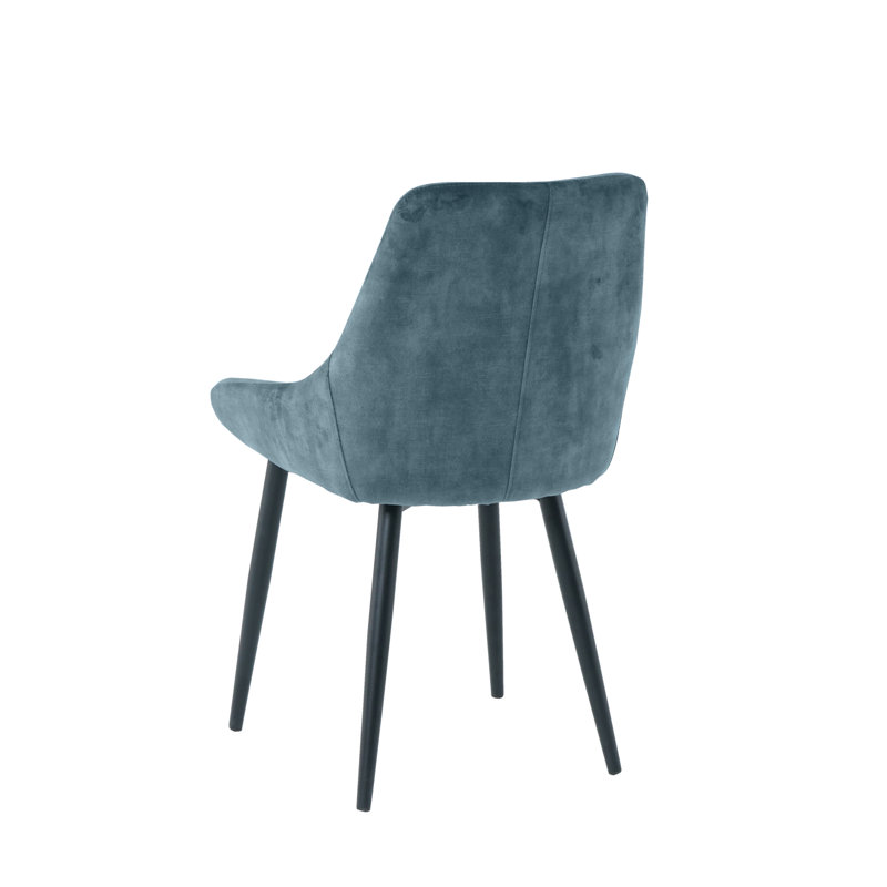 Deb 47cm H Velvet Upholstered Metal Dining Chair, Blue