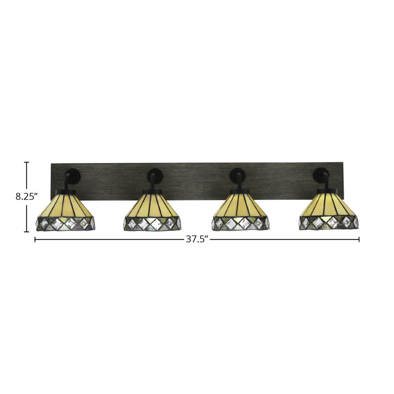 Barre d'éclairage de salle de bain 4 lumières Oxbridge, Noir mat / gris vieilli
