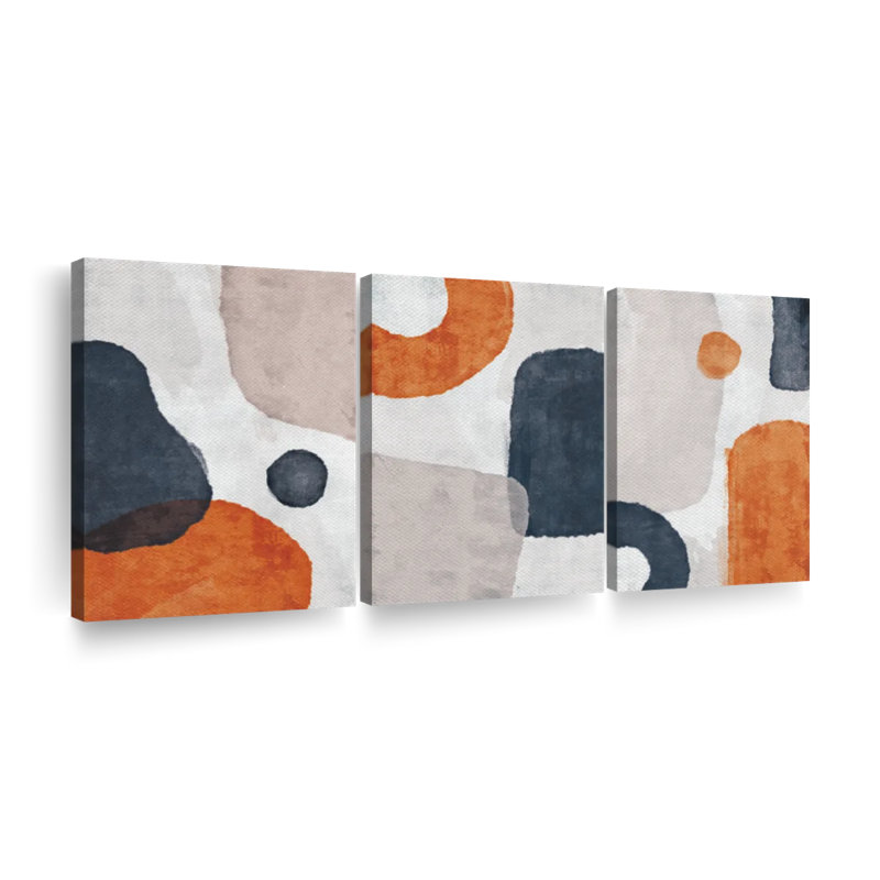 Basic Abstract Multi Piece Canvas Print, 30" H x 62" W x 1.25"