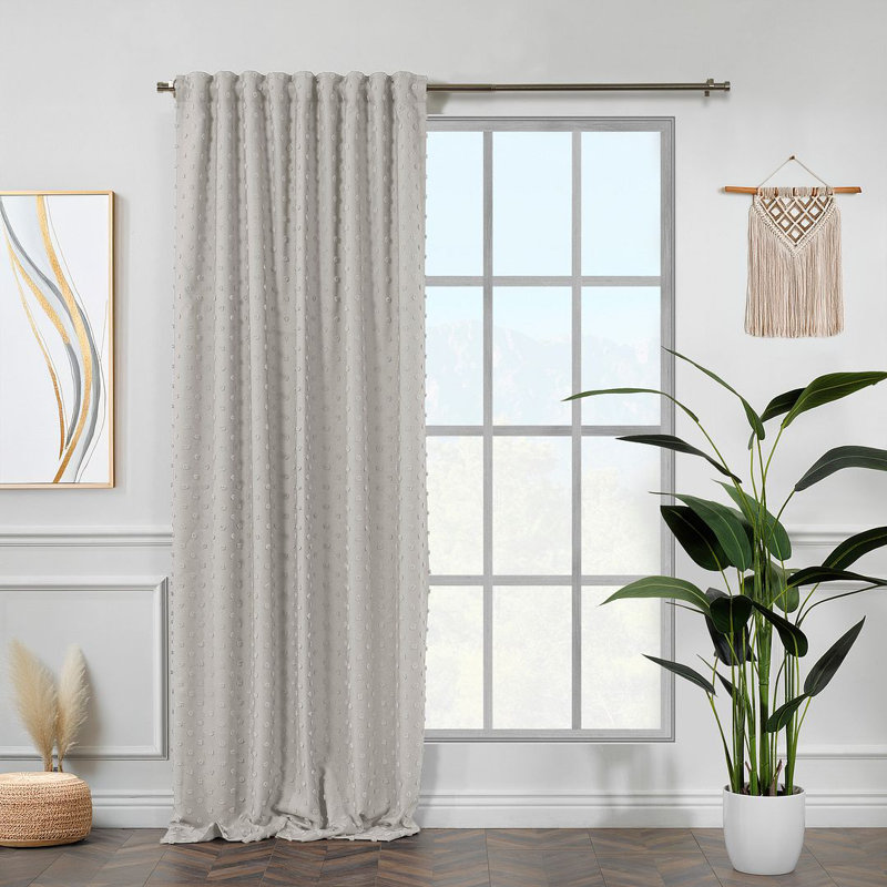 Rideau décoratif très long et très large en polyester, L 52 po x L 63 po, Écru
