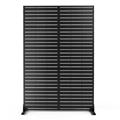 Metal Privacy Screen with Stand, Weather Resistant Outdoor Privacy Screen, Freestanding Outdoor Privacy Fence for Patio, Balcony or Deck - Louvered (5 by FLIZE