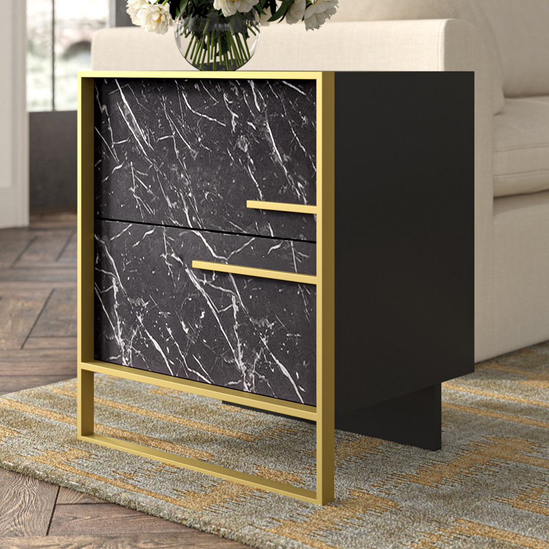 Mario 50cm W Bedside Table, Black